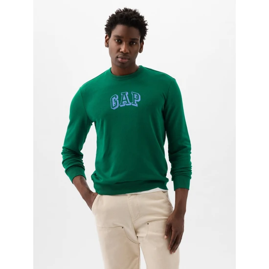 Gap Erkek Yeşil Gap Logo Fransız Havlu Kumaş Sweatshirt
