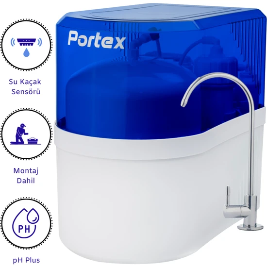 Portex Vontron Membranlı 15 Aşamalı Su Kaçak Sensörlü Nsf Onaylı Çelik Su Tanklı Premium Su Arıtma Cihazı