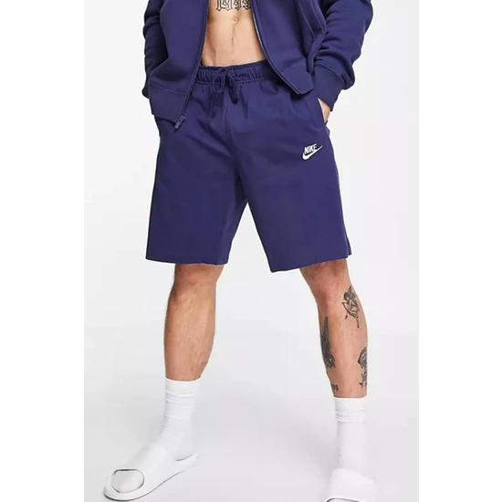 Nike Sportswear Clup Fleece Jersey Standart Fit Kesim Lacivert Erkek Spor Şort