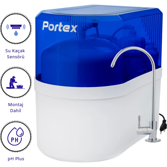 Portex Pompalı 15 Aşamalı Su Kaçak Sensörlü Nsf Onaylı Çelik Su Tanklı Su Arıtma Cihazı