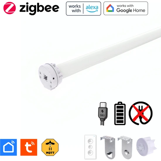 Novato Şarjlı Kumandalı Zigbee Stor Perde Motoru