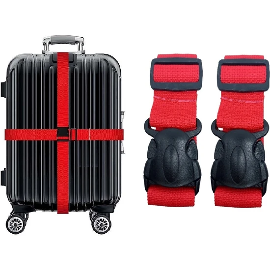 Etivizyon Valiz Bavul Emniyet Kemeri 2 Adet Kırmızı