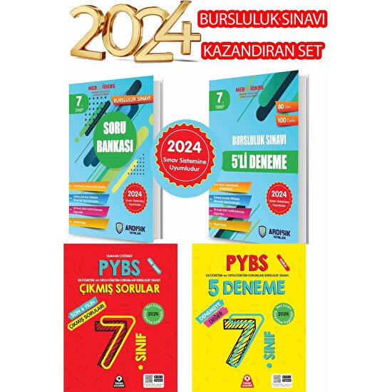 Ardışık Yayınları 2024 7. Sınıf Bursluluk Sınavı Soru Bankası - 5'li Deneme - Örnek Akademi Yayınları PYBS Çıkmış Sorular - Deneme 4 Kitap