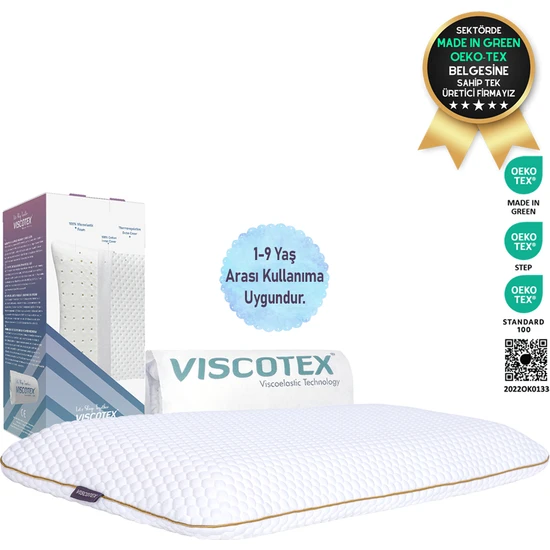 Viscotex Visco Ortopedik Çocuk Yastığı (Sensitive Baby) 66X33X6cm, Beyaz