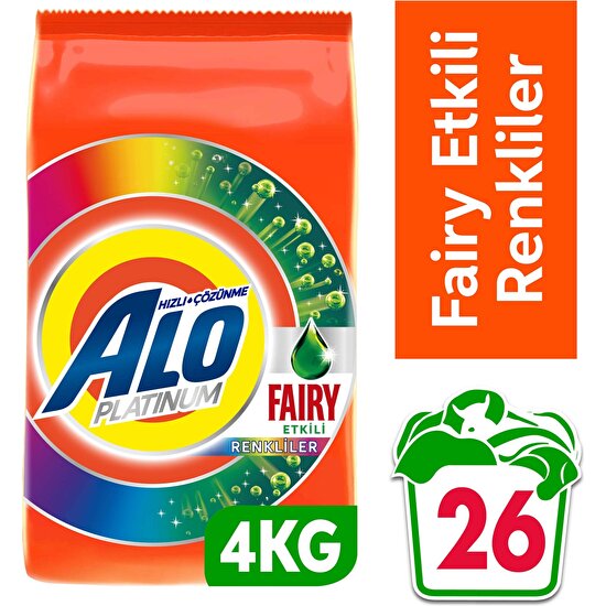 Alo Platinum 4 kg Fairy Etkili Renkliller Hızlı Çözülme Toz Deterjan