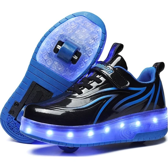 Lebeigo Erkek ve Kız Öğrenciler Için Yanıp Sönen Ayakkabılar Tekerlekli Patenler, Iki Tekerlekli Uçan Ayakkabı Bağı Tekerleği LED Işık (Yurt Dışından)