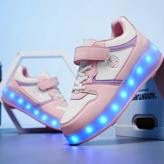 Lebeigo Ayakkabılar Kız ve Erkek Çocuklar Için Dört Tekerlekli Patenler, LED Işıklı Ayakkabılar (Yurt Dışından)