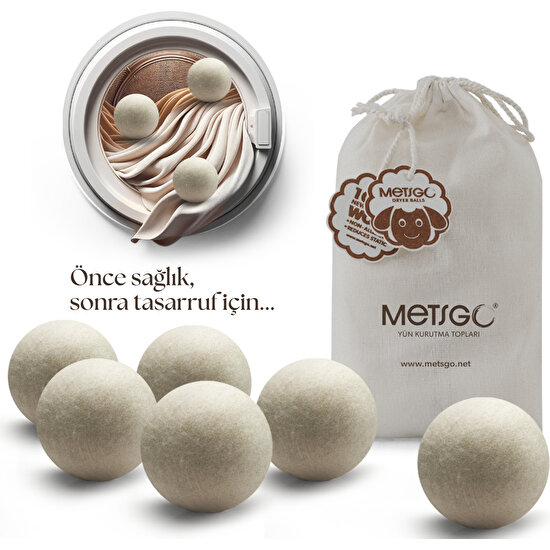 Metsgo ( 6 Adet ) Yün Kurutma Topu - Doğal Yumuşatıcı - Kırışık Giderici - Kurutma Makinesi Için