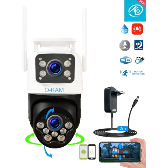 Vivatech Duo Çift Lensli Hareketli Wi-Fi Akıllı Ip Güvenlik Kamerası Hd Türkçe (O-Kam) Uygulama