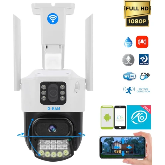 Vivatech Apex Çift Lensli Hareketli Wi-Fi Akıllı Ip Güvenlik Kamerası Fullhd 1080P Türkçe (O-Kam) Uygulama