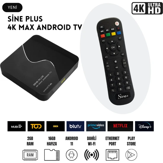 Sine Plus 4K Max 16GB Android Tv Box