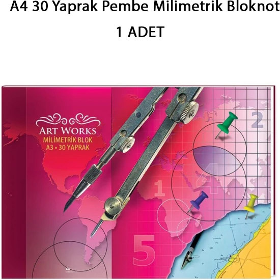 Just Cheap Toptanbulurum A4 30 Yaprak Pembe Milimetrik Bloknot