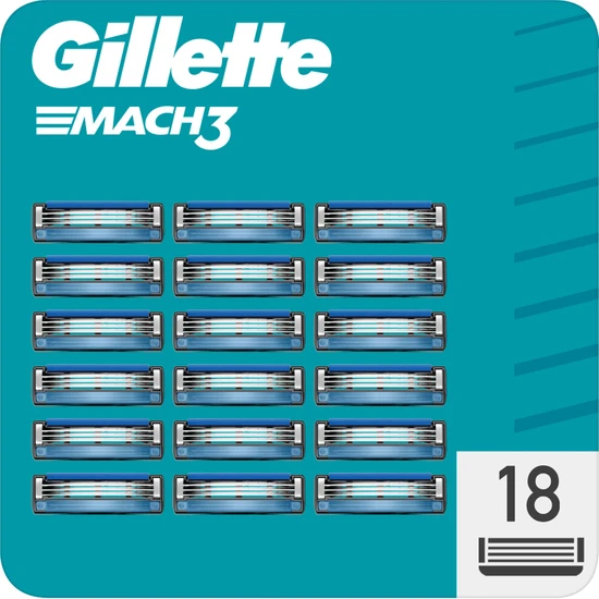 Gillette Mach3 18'li Yedek Tıraş Bıçağı Karton Paket