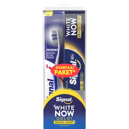 Signal White Now Diş Macunu Gold 75 ml + Diş Fırçası Performans