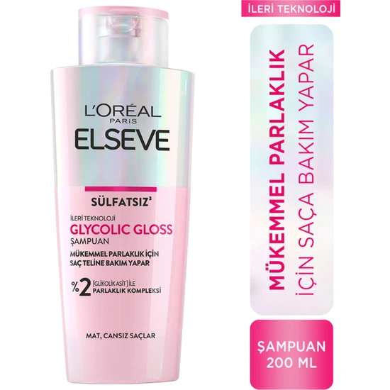 L'oréal Paris Elseve Glycolic Gloss Mükemmel Parlaklık Için Bakım Yapan Şampuan 200ML