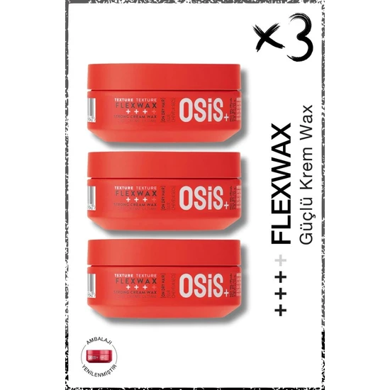 Osis Flexwax Ultra Güçlü Doku Veren Krem Wax 85ML x 3 Adet | Yeniden Şekillendirilebilen Stiller