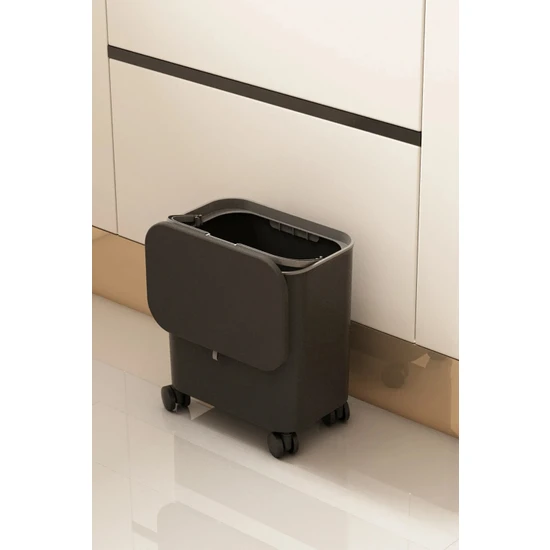 Atify Origa Tekerlekli Fonksiyonel Kapaklı Banyo ve Mutfak Çöp Kovası