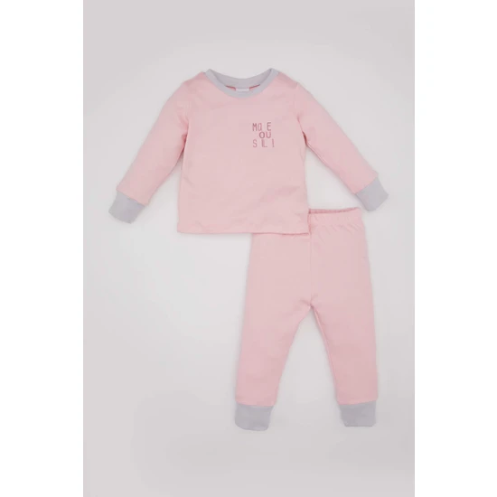 DeFacto Kız Bebek Baskılı Uzun Kollu Pijama Takımı C0668A524SP