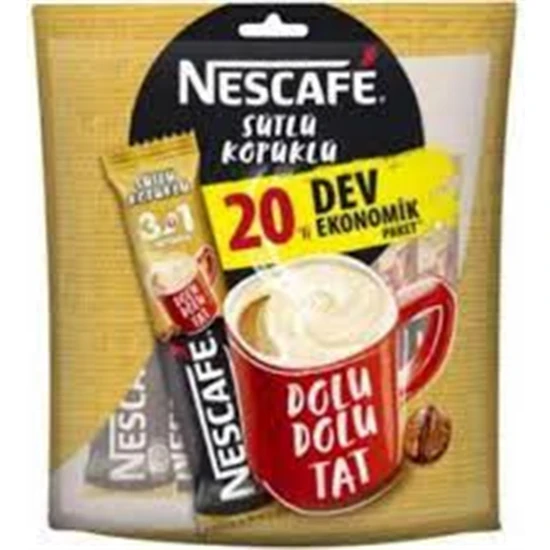 Nescafe 3'ü 1 Arada Sütlü Köpüklü 17,4 gr 20'li Paket