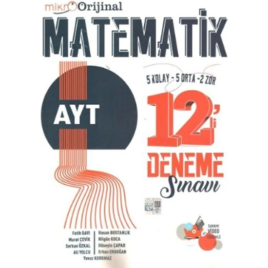 Orijinal Yayınları Orijinal Mikro Ayt Matematik 12 Li Deneme Sınavı