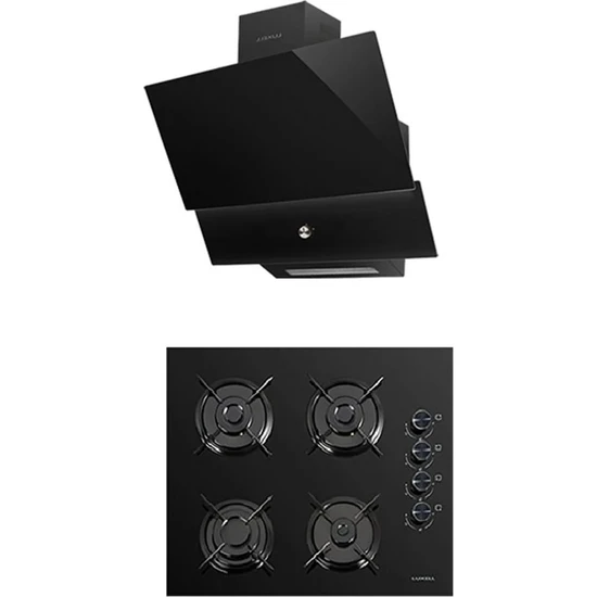 Luxell Süper Kristal Siyah Ankastre 2 Li Set (OC88 Cam Ocak/ DA88 Davlumbaz Rotary Düğme)