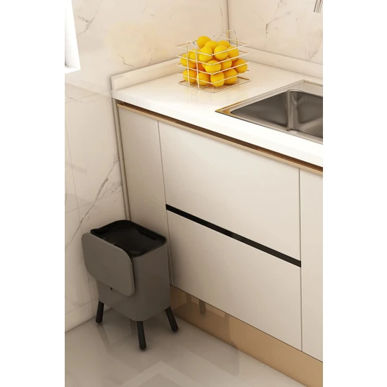 Atify 15 Litre Ayaklı Fonksiyonel Kapaklı Banyo ve Mutfak Çöp Kovası