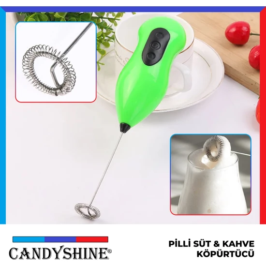 Candy Shine Mini Yumurta Karıştırıcı Süt Köpürtücü El Mikseri Pilli Kahve Çırpıcı Telli Blender