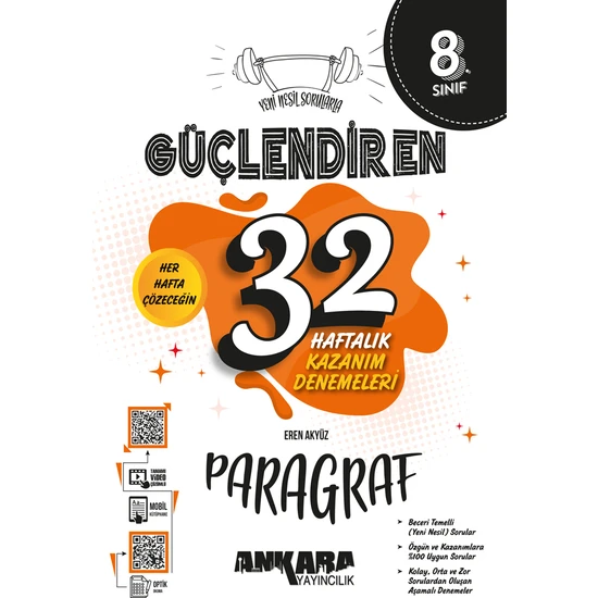 Ankara Yayıncılık 8. Sınıf Güçlendiren 32 Haftalık Paragraf Kazanım Denemeleri