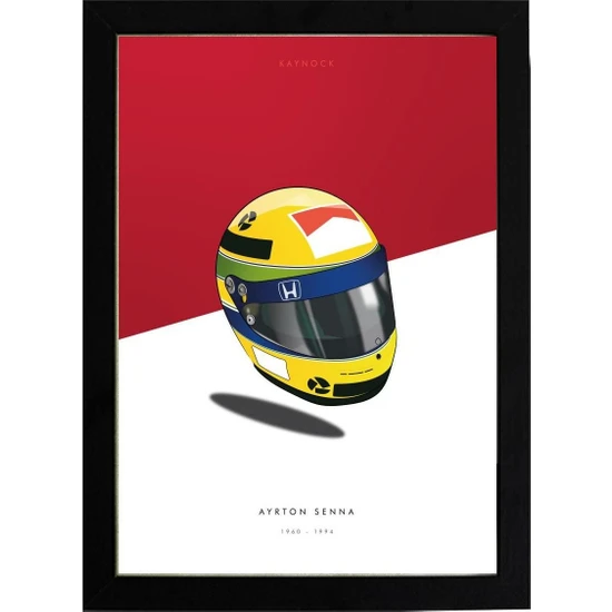 Kaynock Ayrton Senna Helmet 21 x 30 cm  - Siyah Çerçeveli
