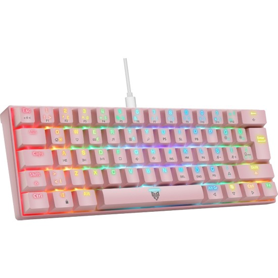 Blueforce Majesty 62 Tuşlu Rgb Mini Gaming Oyuncu Mekanik Klavye Red Switch Pembe
