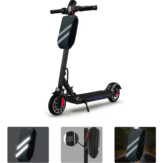 Microcase Taşınabilir Su Geçirmez 3 Bölmeli Geniş Iç Hacimli Flaşörlü Scooter Bisiklet Çantası AL4249 Siyah