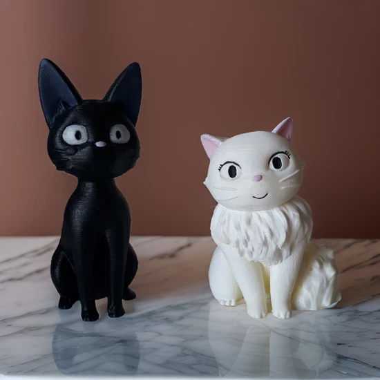2'li Jiji & Lily Küçük Cadı Kiki Biblo Figürü Hayao Miyazaki Siyah Beyaz Kedi