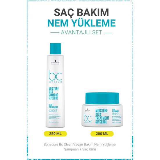 Schwarzkopf Bonacure Bc Clean Nem Yükleme Şampuanı + Saç Kürü - Kuru ve Kıvırcık Saçlar Için