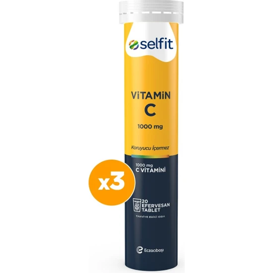 Selfit Vitamin C 1000 Mg 20 Efervesan Tablet x 3 Adet