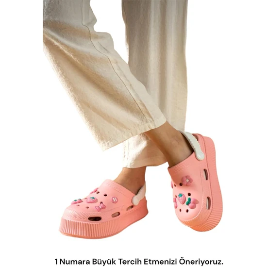 Liger Yüksek Comfort Taban Kadın Sandalet Pudra - Beyaz