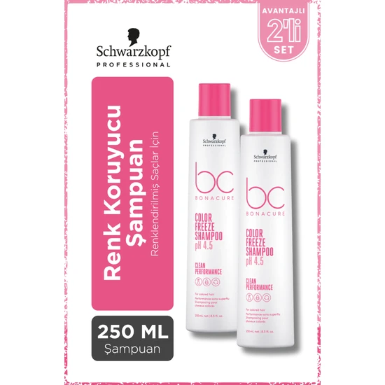 Schwarzkopf Bonacure Bc Clean Renk Koruyucu Şampuan 250ML x 2 Adet - Renklendirilmiş Saçlar Için