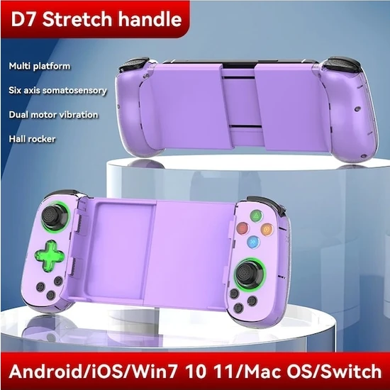 Vigortrading D7 Purple-D3/d6/d7 Teleskopik Cep Telefonu Gamepad Bluetooth 5.0 Tip-C Kablosuz Oyun Denetleyicisi Joystick Pubg Için Ps4 Anahtarı Pc (Yurt Dışından)