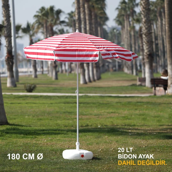 Branda Marketim Kırmızı - Beyaz Plaj Şemsiyesi 180 cm Ø
