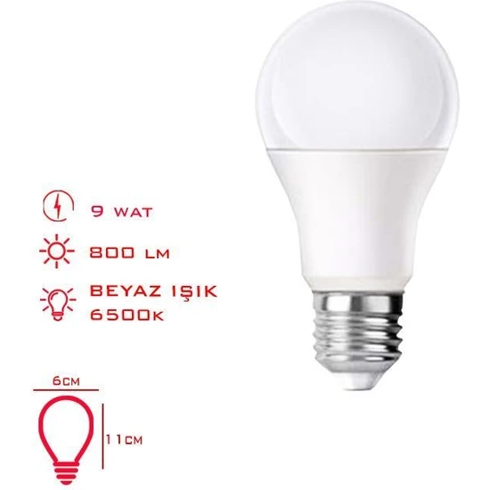 BKS Leva Ampul LED 9W Beyaz Isık E27/LV-2945