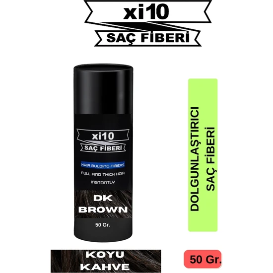 XI10 50 Gr.  Koyu Kahve Hair Fiber Saç Tozu Topik - Topaklanma Yapmaz