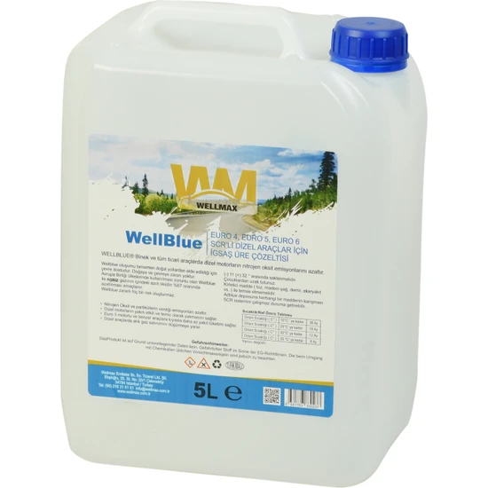 Wellmax İGSAŞ Wellblue Adblue 5 Lt, Yeni Üretim, Dolum Aparatlı, Dizel Araç Emisyon Düşürücü