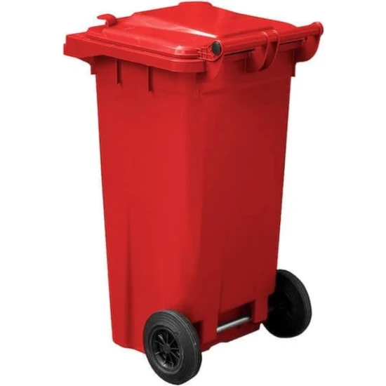 MCK Plus Mck  Kırmızı Plastik Çöp Konteyneri 120 Litre Konteyner - A+ Isıya Karşı Dayanıklı Malzeme - Kırmızı