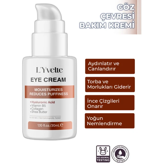 L'yvette Torbalanma Ve Koyu Halka Karşıtı Nemlendirici Ve Aydınlatıcı Göz Altı Kremi 30 Ml