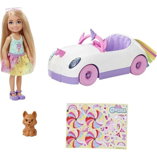 Barbie Club Chelsea Bebek ve Arabası, 15 Cm'lik Sarışın Bebek, 3-7 Yaş Arası Kızlar Için GXT41