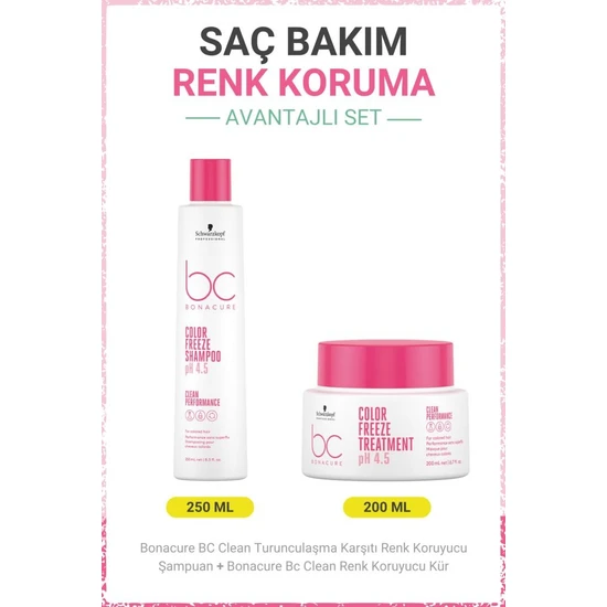 Schwarzkopf Bonacure Bc Clean Turunculaşma Karşıtı Renk Koruyucu Şampuan +Turunculaşma Karşıtı Renk Koruyucu Kür