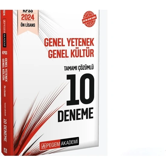 Pegem Akademi Yayıncılık 2024 KPSS Genel Yetenek Genel Kültür Ön Lisans Tüm Deneme