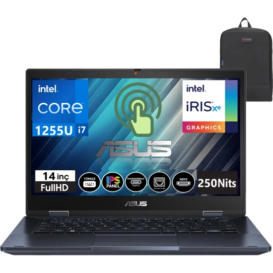 Asus B3402FBA-EC0391 Intel Core İ7-1255U 24GB 1tb SSD WINDOWS11PRO 14'' Fhd Dokunmatik Taşınabilir Bilgisayar EC039131+WEBLEGELSINÇANTA