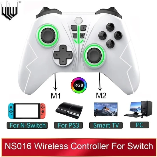 Kepang Beyaz Kablosuz Denetleyici Bluetooth Gamepad Programlanabilir Turbo Fonksiyonlu Nintendo Anahtarı Ps3 Konsolu Android Tv Pc Joystick (Yurt Dışından)