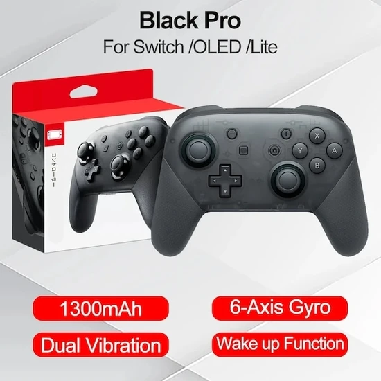 Kepang Siyah Pro-Switch Pro Gamepad Nintendo Switch Lite Için OLED Joystick Denetleyici 1300MAH Ns Oyun Kablosuz Bluetooth Joypad Uyandırma Fonksiyonu (Yurt Dışından)