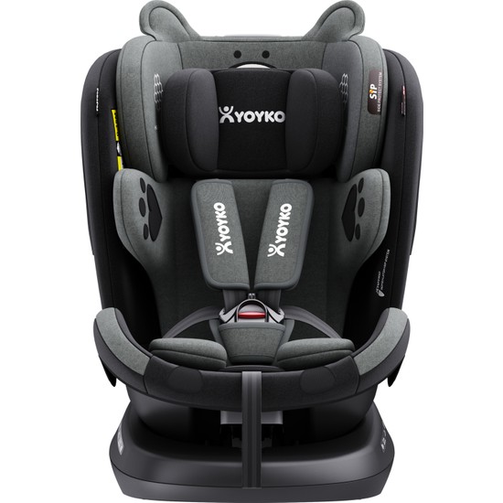 Yoyko Bear 360 ° Dönebilir Yatabilir İSize 036 Kg Oto Koltuğu Isofıx/Sıp/Latch Gri